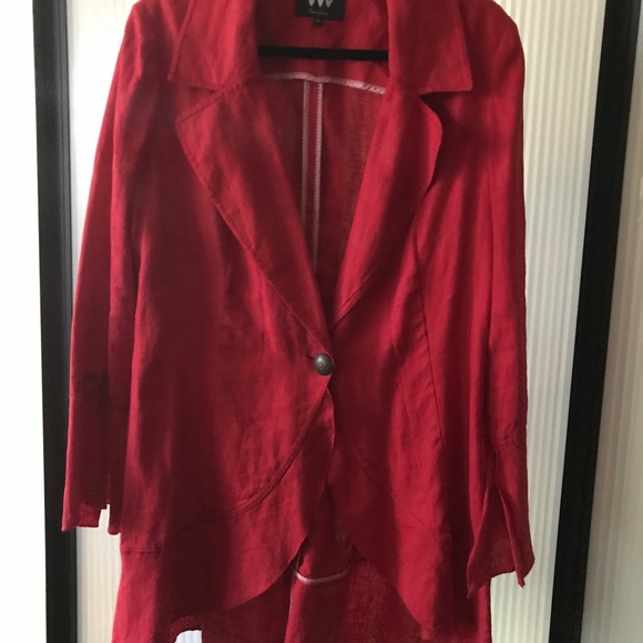 Lagenlook 1 button at waist cotton jacket. Unique! - Picture 10 of 10